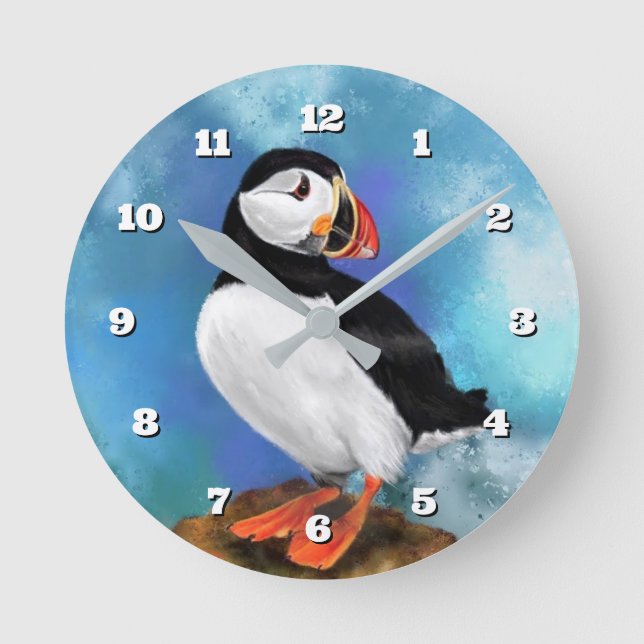 Reloj Redondo Mediano Wall Clock with Puffin (Anverso)
