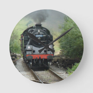 Reloj Redondo Mediano Wall Clock With Steam Train Image On The Face