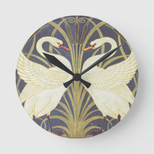 Reloj Redondo Mediano Walter Crane Cisne, Junco E Iris Arte Nouveau