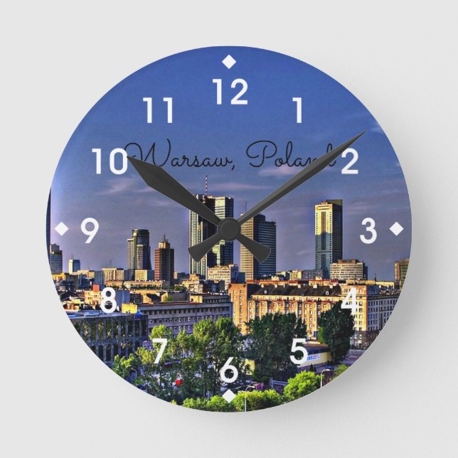 Reloj Redondo Mediano Warsaw, Poland Cityscape (Anverso)