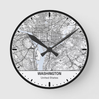 Reloj Redondo Mediano Washington Clock City Line Art