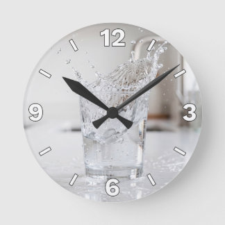 Reloj Redondo Mediano Water Splash Glass Refreshing Kitchen Home Decor