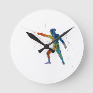 Reloj Redondo Mediano watercolor fencing