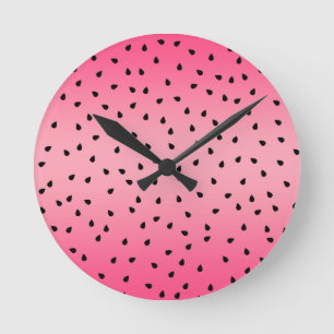 Reloj Redondo Mediano Watermelon Black Seeds Summer Vibes Juicy Pink