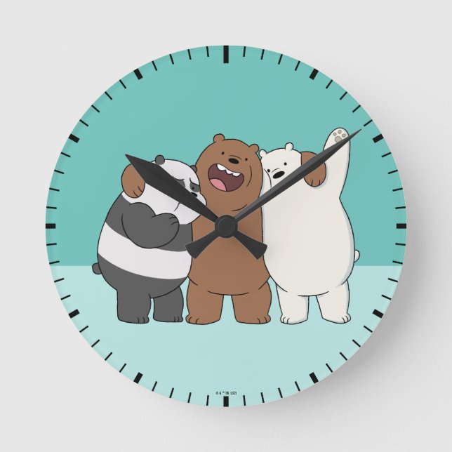 Reloj Redondo Mediano We Bare Bears Group Hug (Anverso)