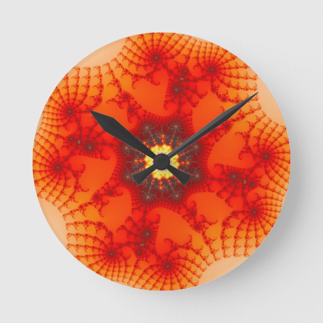 Reloj Redondo Mediano Web de fuego - Arte fractal (Anverso)