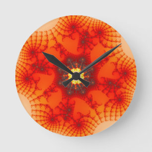 Reloj Redondo Mediano Web de fuego - Arte fractal