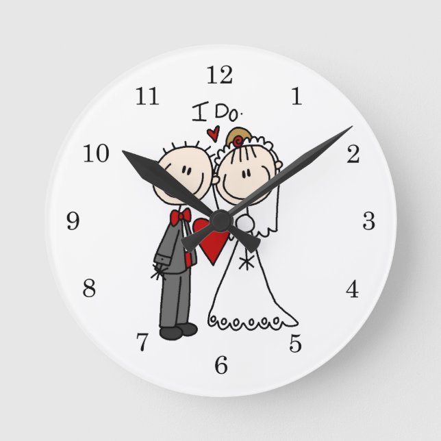 Reloj Redondo Mediano Wedding Couple I Do T-shirts and Gifts (Anverso)