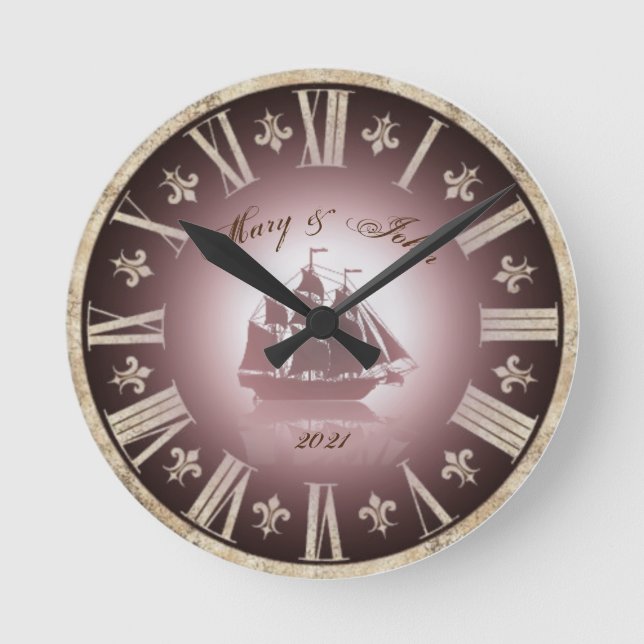 Reloj Redondo Mediano Wedding Vintage (Anverso)