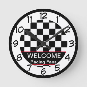 Reloj Redondo Mediano Welcome Car Racing Fans Numbered  Round Clock