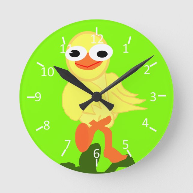 Reloj Redondo Mediano Whacky Bird Chartreuse (Anverso)