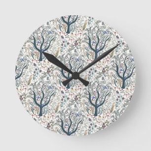 Reloj Redondo Mediano Whimsical Folk Art Forest Earth Tones