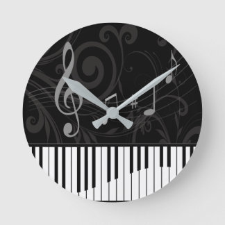 Reloj Redondo Mediano Whimsical Piano and Musical Notes
