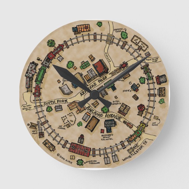 Reloj Redondo Mediano Whistlestop, Tejas (Anverso)