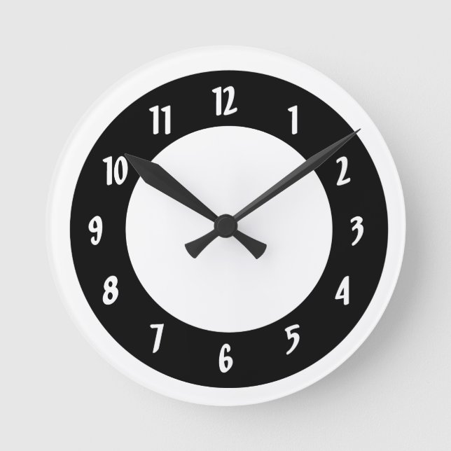 Reloj Redondo Mediano White and Black Circles (Anverso)