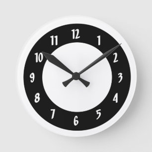 Reloj Redondo Mediano White and Black Circles