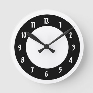 Reloj Redondo Mediano White and Black Circles