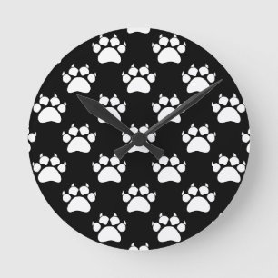 Reloj Redondo Mediano White Cat Paws And Claws Pattern Print