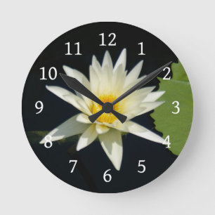Reloj Redondo Mediano White Lotus Waterlily