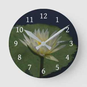 Reloj Redondo Mediano White Lotus Waterlily