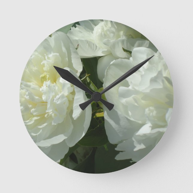 Reloj Redondo Mediano White Peonies (Anverso)