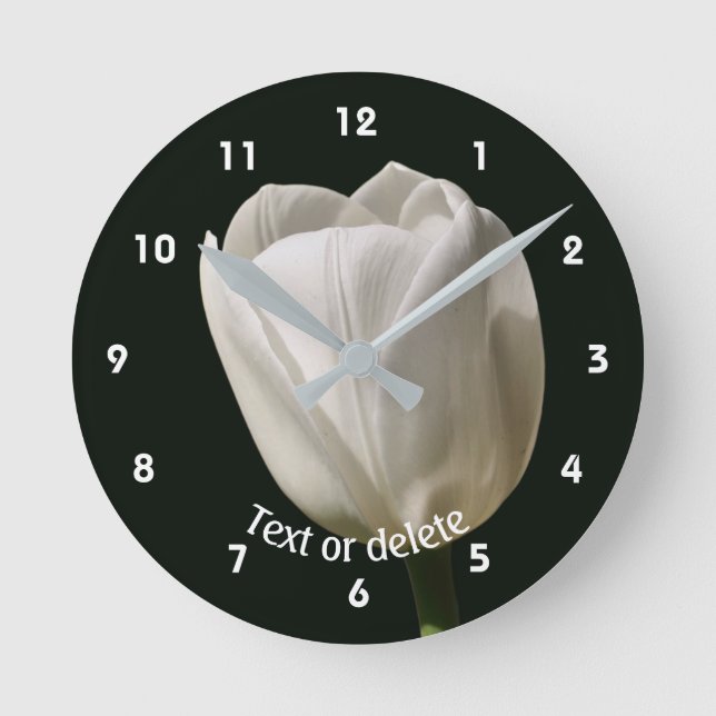 Reloj Redondo Mediano White Tulip Flower Personalized (Anverso)