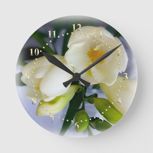 Reloj Redondo Mediano white yellow freesia (Anverso)