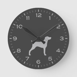 Reloj Redondo Mediano Wiemaraner Perro Raza Silhouette