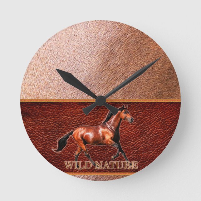 Reloj Redondo Mediano WILD NATURE - colección de diseño HORSE (Anverso)