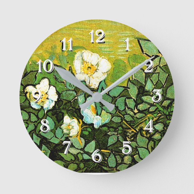 Reloj Redondo Mediano Wild Roses, popular painting by Vincent van Gogh (Anverso)