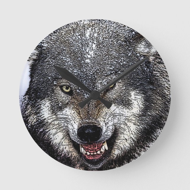 Reloj Redondo Mediano Wild Wolf (Anverso)