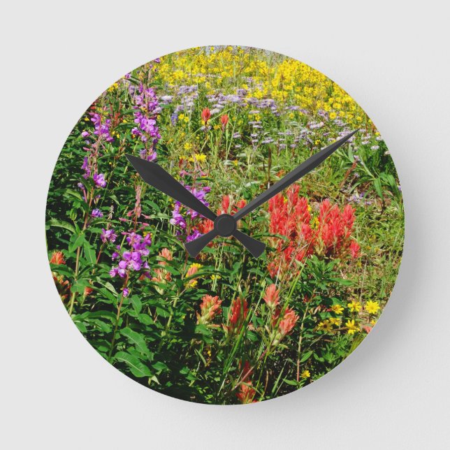 Reloj Redondo Mediano Wildflowers de la montaña rocosa (Anverso)