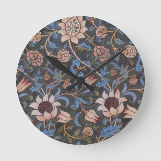 Reloj Redondo Mediano William Morris Evenlode Arte Textil Floral (Anverso)