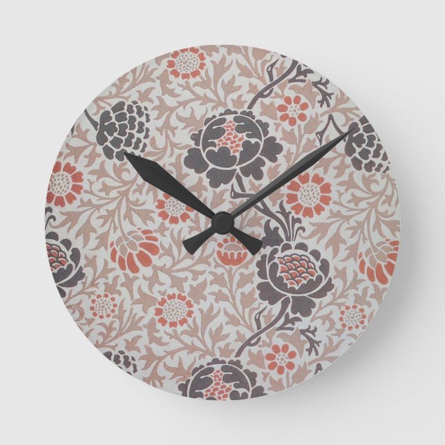 Reloj Redondo Mediano William Morris Grafton Diseño de Arte Botánico (Anverso)
