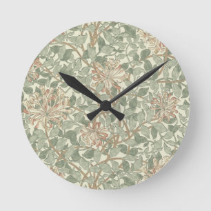 Reloj Redondo Mediano William Morris Honeysuckle Green Floral