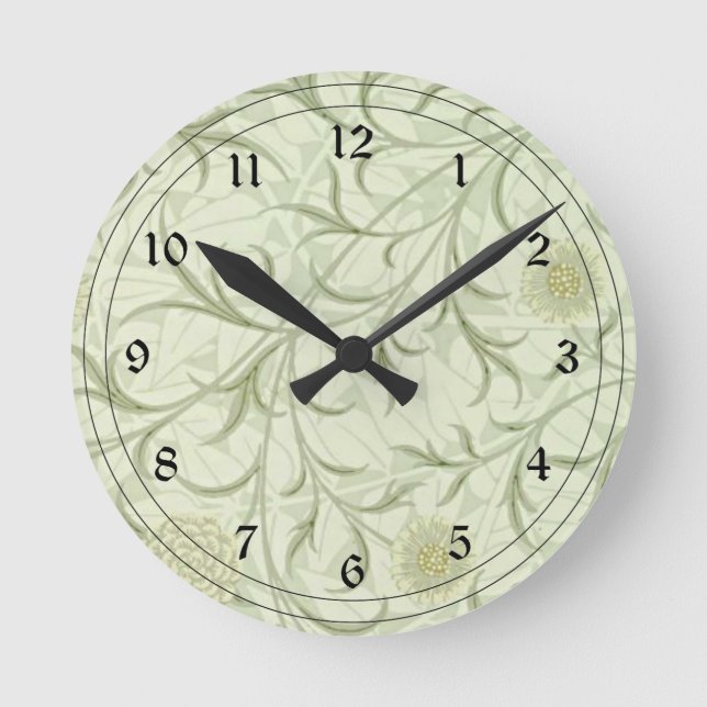 Reloj Redondo Mediano William Morris - Neutral de desplazamiento y flor (Anverso)