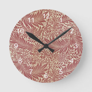 Reloj Redondo Mediano William Morris Red Floral Wallpaper Design