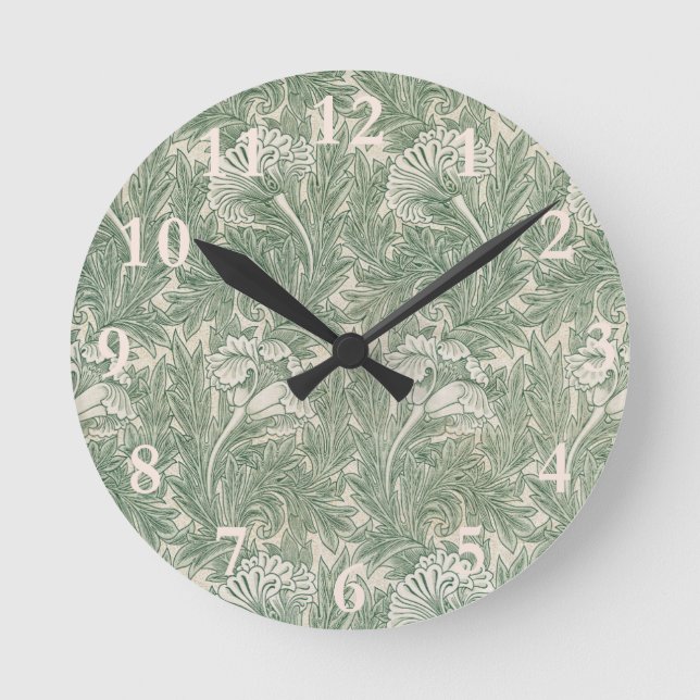 Reloj Redondo Mediano William Morris tulip fondo de pantalla verde texti (Anverso)