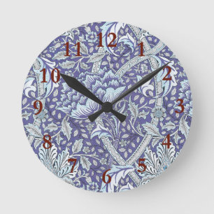 Reloj Redondo Mediano William Morris Windrush patrón floral azul