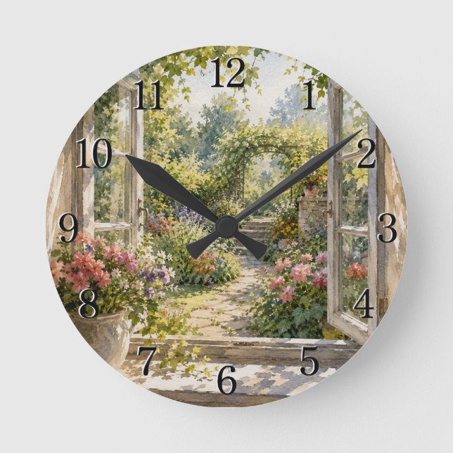 Reloj Redondo Mediano Window & Garden Wall Clock — Charming Nature Desig (Anverso)