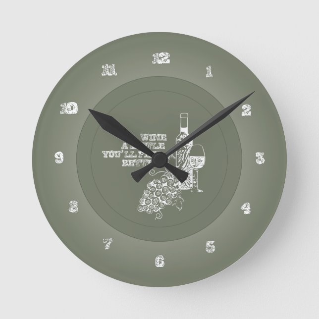 Reloj Redondo Mediano Wine A Little (Anverso)