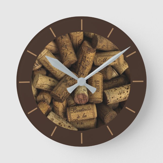 Reloj Redondo Mediano Wine Lover Bottle Corks Brown Photographic (Anverso)