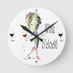 Reloj Redondo Mediano Wine o'clock humorous Wine art Gifts
