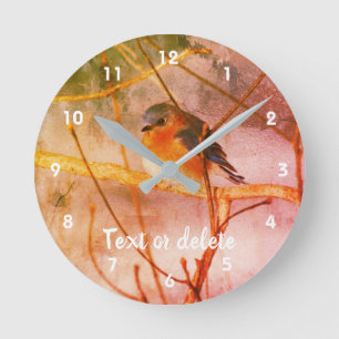 Reloj Redondo Mediano Winter Bluebird Abstract Personalized