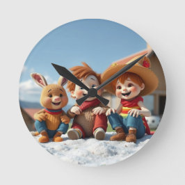 Reloj Redondo Mediano Winterfreunde im Glück