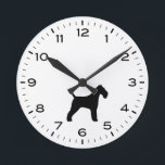Reloj Redondo Mediano Wire Fox Terrier Perro Raza Silhouette<br><div class="desc">Reloj de pared de silueta de Fox Terrier para casa u oficina. Hace un regalo original. Echa un vistazo al Doodle World de Jenn para ver aún más lindos relojes decorativos de animales y decoración en casa.</div>