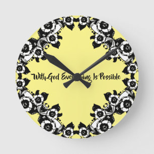 Reloj Redondo Mediano With God Everything Is Possible Bible Quotes
