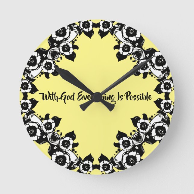 Reloj Redondo Mediano With God Everything Is Possible Bible Quotes (Anverso)
