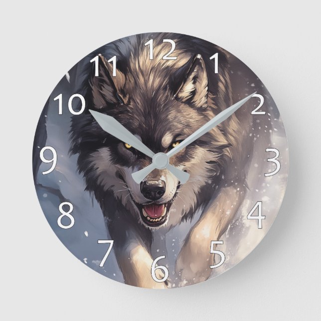 Reloj Redondo Mediano Wolf in winter (Anverso)