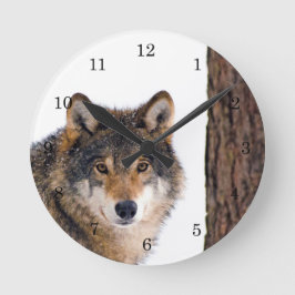 Reloj Redondo Mediano Wolf in Winter Snow